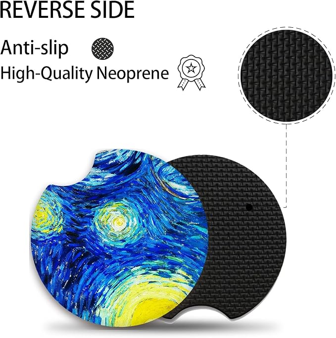 Car Cup Holder Coaster,Absorbent The Stars Rubber New Automotive Cup Holder Decal Decor Car Accessories for Women Men.Pack of 2