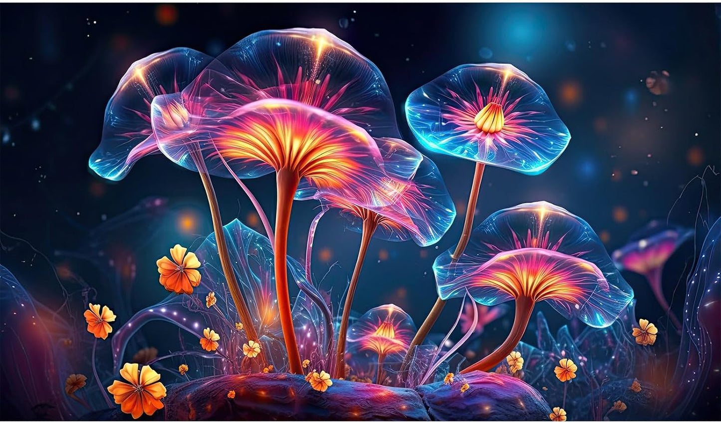 Flower Aquarium Background Modern Style Bluebell Blooming Flower Floral Design Terrarium Background Mysterious Elegant Glowing Fantasy Flower Fish Tank Backdrop Poster Decorations Vinyl 48x18in