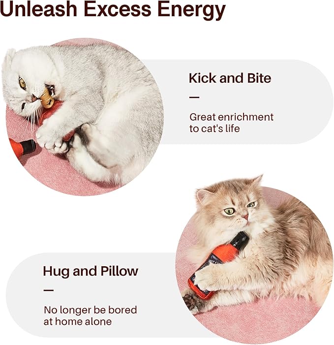 Potaroma Liquor-Simulation Cat Toys 2Pcs Catnip Crinkly Sound Toy, Durable Kitten Bite Kicker Toys, Indoor Feline Exercise 4.5 Inches for All Breeds