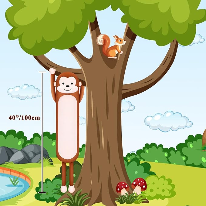 Achwishap Long Monkey Stuffed Animal Plush Toy, 40' Kawaii Large Huggable Sleeping Plush Pillow, Soft Monkey Throw Body Pillow, Cute Plushies Cushion Doll Gifts for Kids Adults