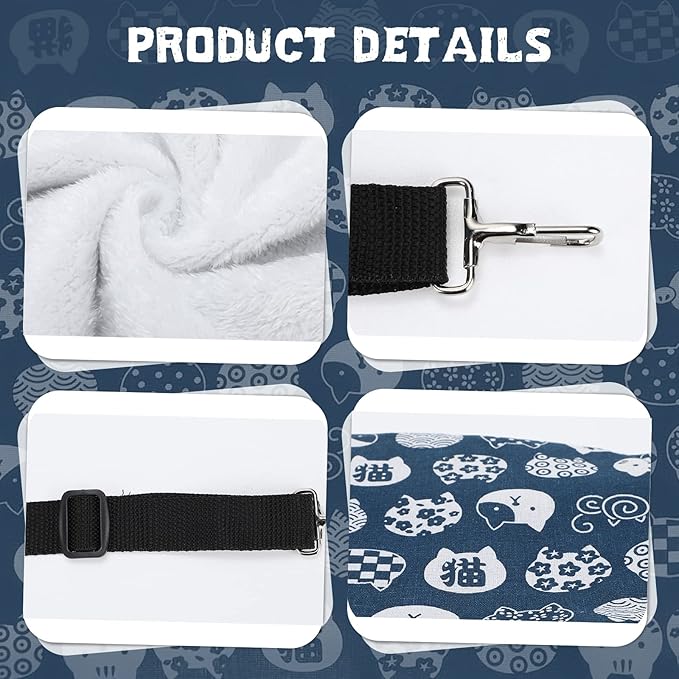 2 Pieces Cat Cage Hammock Hanging Pet Bed Double Layer Soft Plush Hanging Pet Bed Comfortable Hammock Bed for Indoor Cats Kitten Ferret Hamster Rabbit or Small Animals, 2 Styles (Cat and Plaid)