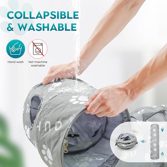 Cat Tunnel Bed, Cat Tunnels for Indoor Cats, Peekaboo Cat Cave, Cat Donut Tunnel with Awning, Mat, 4 Balls and 6 Peek Holes, Cat Tubes for Kitten，Bunny, Puppy or Small Animals