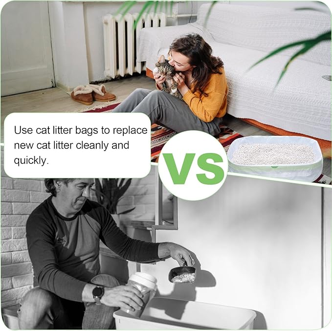 30 Count Cat Litter Liners XL, 36" x 16" Cat Litter Box Bags with Drawstring, Self Cleaning Litter Box Bags