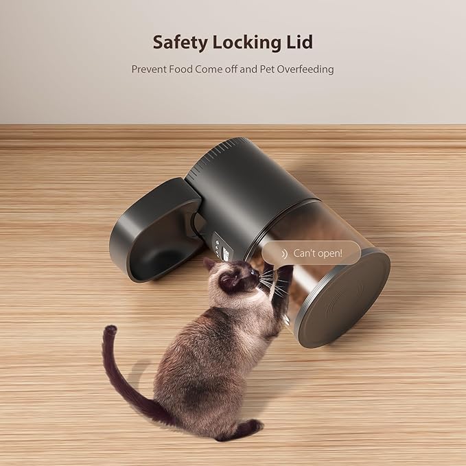 Automatic Cat Feeders, 3L Timed Cat Dry Food Dispenser, Dual Power Supply, Programmable Portion Size, 1-6 Meals Per Day, Auto Pet Feeder for Cats and Small Dogs