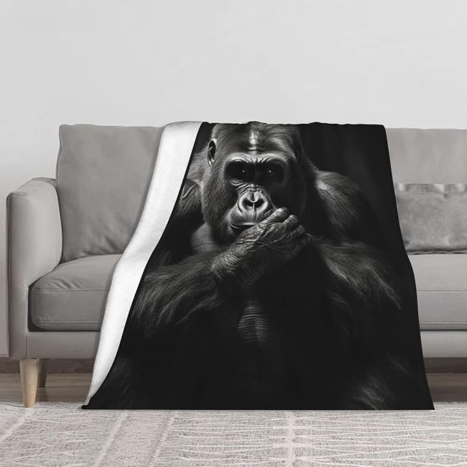Chimpanzees Animal Soft Throw Blanket Flannel Fleece Blankets Warm Cozy Lightweight Fuzzy Blanket for Bed Sofa Couch Home Decor 60"X50"