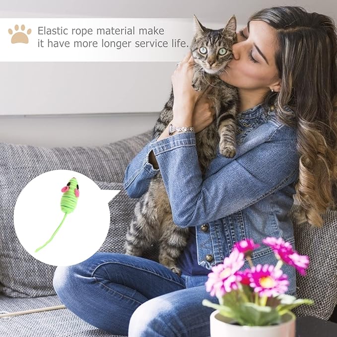 Totority Mice Cat Toy Rubber Band Mouse Toys for Cats Funny Pet Shop Mouse Toy Pet Elastic Rope Mouse Cat Teaser Playing Prop Realistic Mouse
