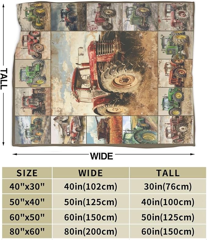 Farm Truck Blanket Retro Truck Throw Blanket Truck Stuff Merch Cozy Print Flannel Fleece Soft Plush Fuzzy Warm Lightweight Bedding Truck Gifts for Women Girls Men Kids 50"X40"