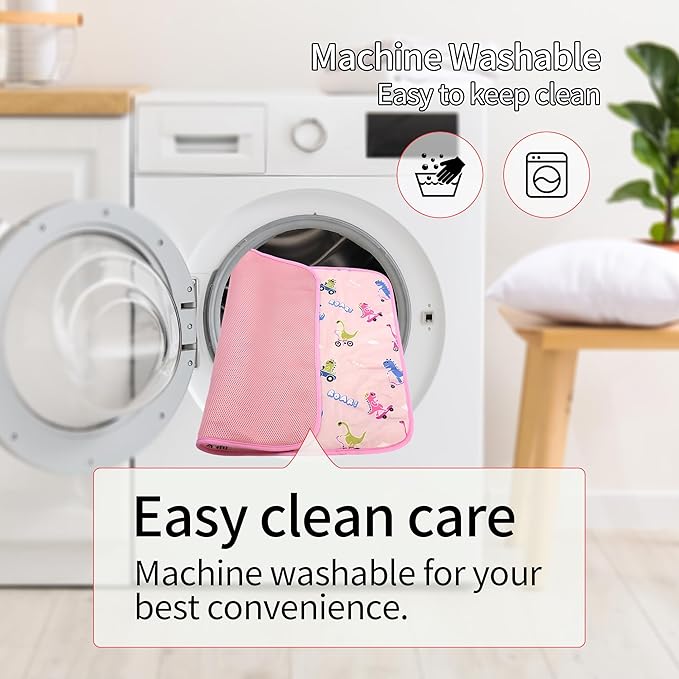 NACOCO Summer Pet Cooling Mat - Cat Dog Cushion Pad Sleeping Cool Dinosaurs Comfortable Soft for Pets Kids and Adults (Pink Dinosaur, S)