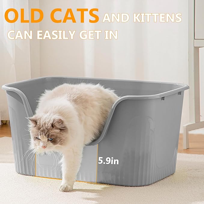 6 Pack XXL Extra Large Cat Litter Box 30.9″L×21.5″W×16.1″H Anti-Splashing High Side Jumbo Litter Boxes for Big Multi Cats Dogs