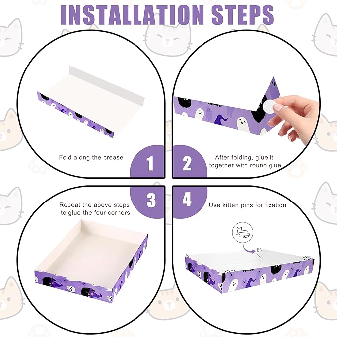 30 Pack Disposable Cat Litter Box, Foldable Paper Litter Box, Travel Cat Litter Box,Non Clumping Durable and Waterproof,Low Entry Easy Disposal,Portable(13.6x9.7x1.9 in)