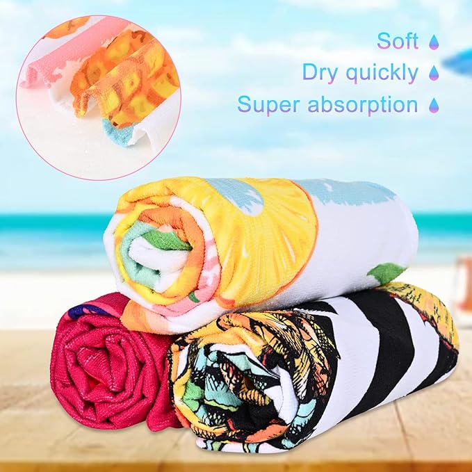 LIVILAN Oversized Pineapple Beach Towel, Lightweight Microfiber Absorbent Quick Dry Sand Free Blanket Towels, Thin and Soft Pool Travel Bath Swim Towels for Adults Kids, 30"x60" Yellow Towel Gifts