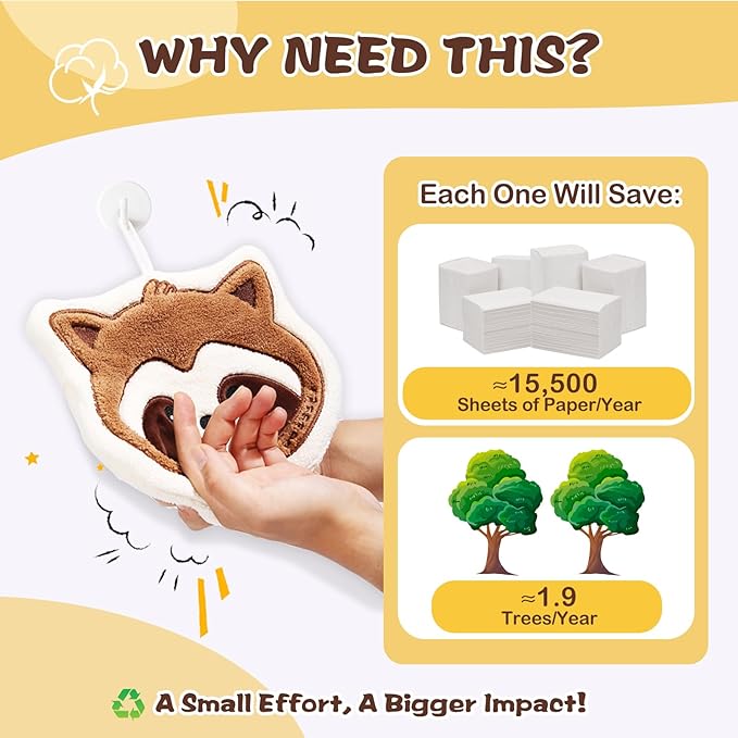 Bathroom Hand Towels Set: Gifts for Her Cat Lovers Cute Cat Raccoon Pattern Kitchen Towels Dry Your Hands - Women Mom Wife Sister Friend Coworker Birthday Gifts (1, Raccoon)