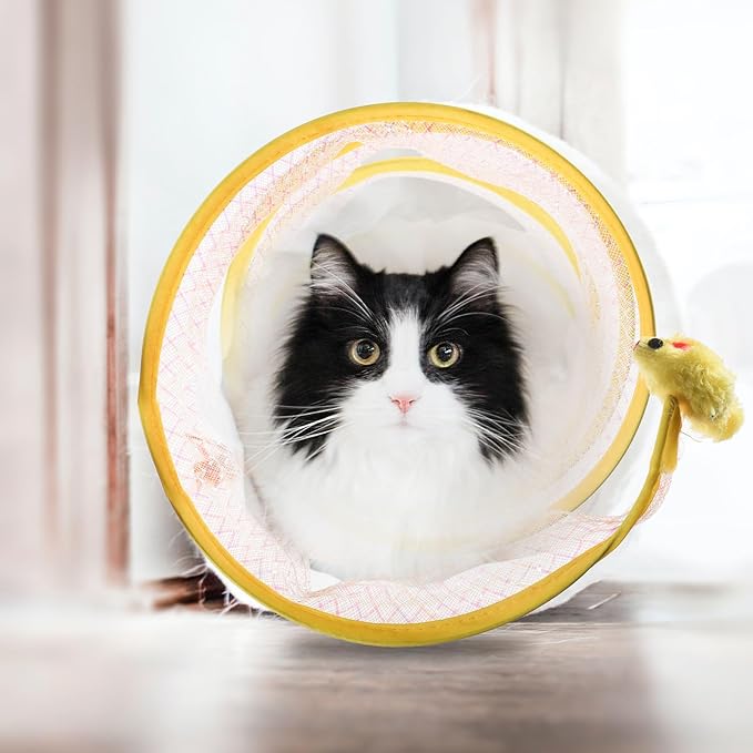 Folded Cat Tunnel, Large Size Portable Cat Toy Spiral Tunnel Cat Toy Tunnels for Indoor Cats Decompression Interactive Cat Springs Toys