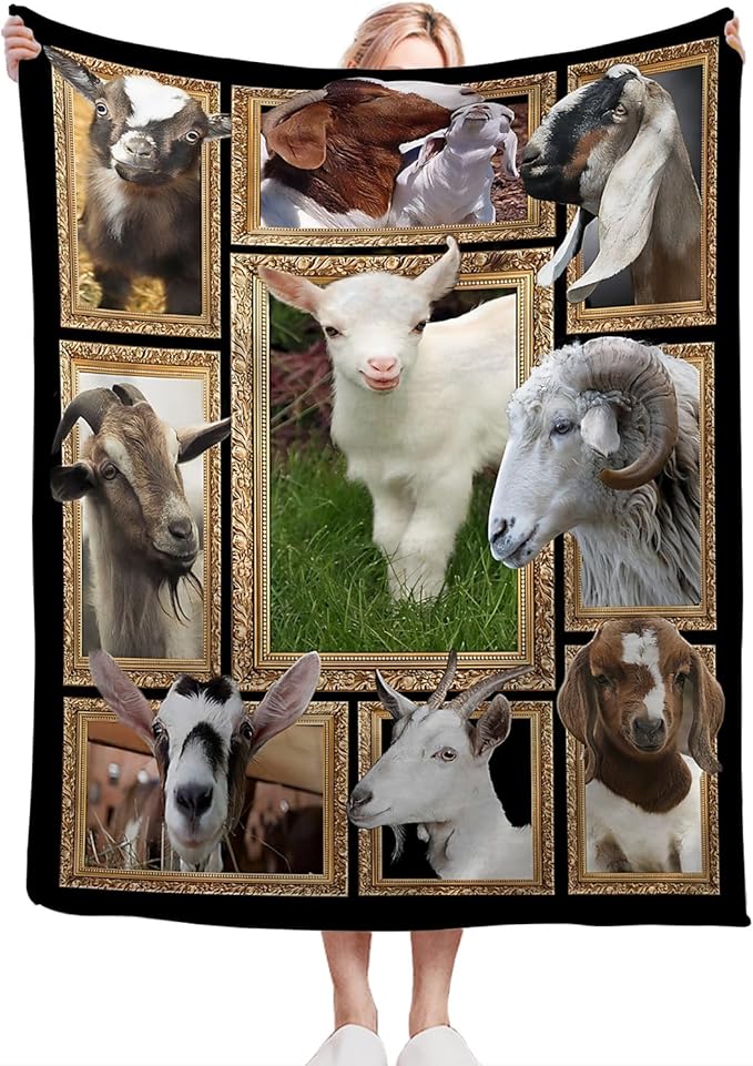 Goat Blanket Ultra Soft Cozy Sheep Throw Blanket Fleece Fuzzy Plush Bedding Goat Sheep Lovers Gifts for Women Girls Kids Adults 80"x60"