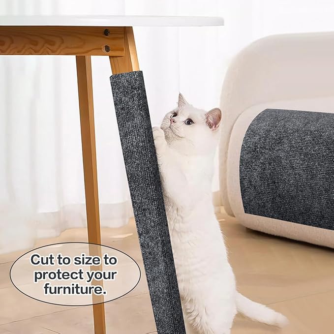 Trimmable Cat Scratching Mat, 78.7"x15.8" Self-Adhesive Cat Scratching Post Pad, Cat Tree Shelves Cover Replacement, DIY Versatile Protector for Steps, Couch and Furniture
