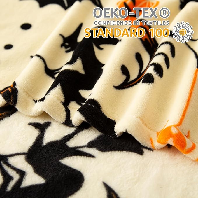 Pumpkin Halloween Blanket 50” x 70” Reversible Witch's Hat Spider Webs Print Fleece Throw Blanket, 320 GSM Surper Soft Warm Cozy Blanket for Couch Sofa, Halloween Harvest Gifts and Orange Home Decor