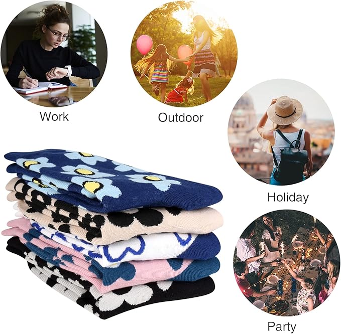 Benefeet Sox Womens Novelty Funny Crew Socks Girls Cute Animal Colorful Floral Patterned Silly Funky Casual Cotton Socks