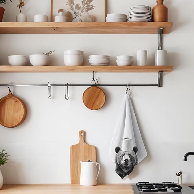 Funny Bear Bathroom Hand Towels, Bears Hand Towels for Bathroom, Bear Bathroom Decor, Bear Gifts for Women Bear Lovers, 16x24 Inch