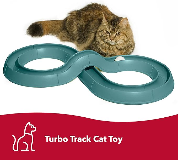 Coastal Pet Turbo Track Cat Toy - Cat Ball Toy & Racetrack - Easy Assembly - Slate Blue (1 Pack)