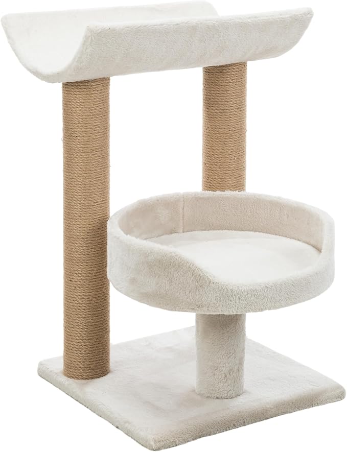 TRIXIE Isaba Scratching Post with Two Platforms, 2-Sisal Scratching Post, 24.5-inches Tall, Light Gray/Brown