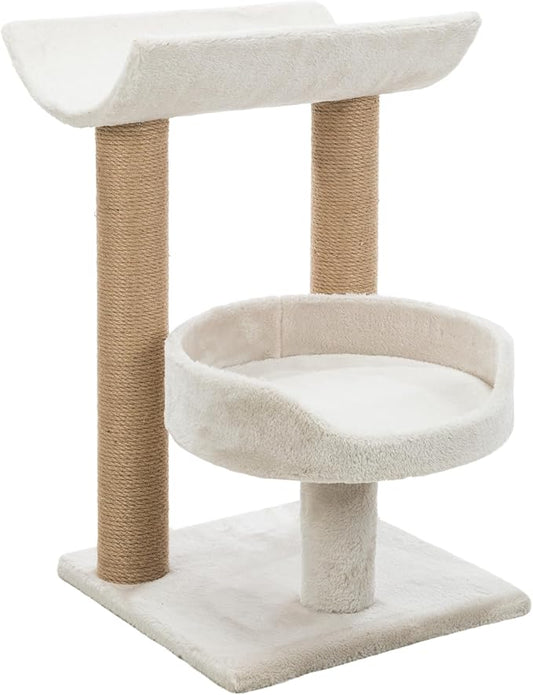 TRIXIE Isaba Scratching Post with Two Platforms, 2-Sisal Scratching Post, 24.5-inches Tall, Light Gray/Brown