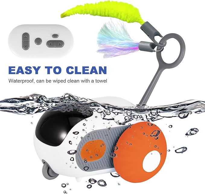 S SUNSBELL Cat Toys for Indoor,Turbo Tail Cat 3.0 Remote Control Mouse Cat Toy, Smart Interactive Cat Toy with Remote Control and 2-Speed Adjustment (Orange)