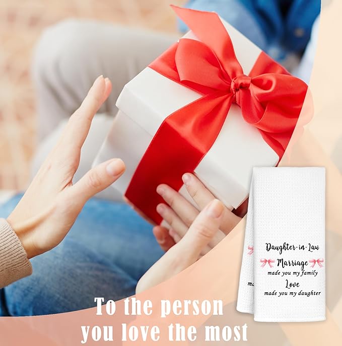 Daughter-in-Law Gifts from Mother-in- Law Kitchen Towels Decorative, Mother's Day Birthday fts for Daughter in Law Dish Towels Hand Towels Drying Cloth for Kitchen Bathroom Decor, 16x24 Inch