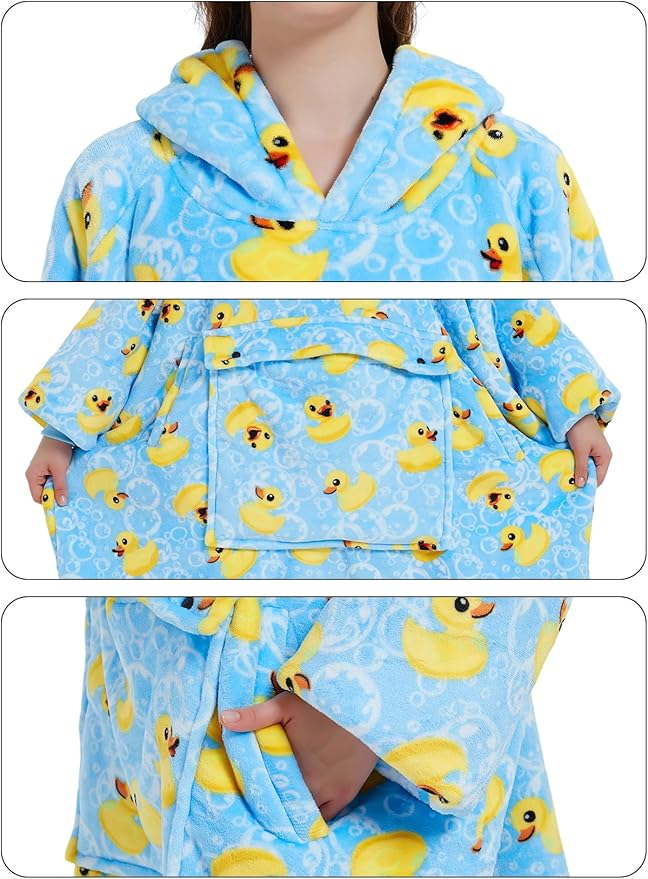 KFUBUO Wearable Blanket Hoodie for Adults Sherpa All Patterns Oversized Sweatshirt Blanket with Pocket