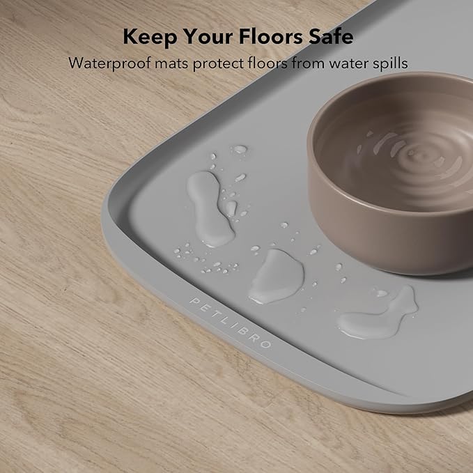 PETLIBRO Dog Food Mat, Safety Silicone Cat Food Mat for Feeder & Fountain, Waterproof Dog Bowl Mat, Raised Edge Spill Protection Floor, Cove Feeding Mat for AF005, AF103 Single Tray, AF203 Single Tray