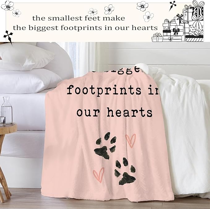 Dog Throw Blanket 50"X60" – Soft Memorial Blanket for Dog Lovers with Puppy & Footprint, Ideal Gift for Dogs Lovers Women & Girls, Valentine' s Day Birthday Gifts for Animal & Pet Lover