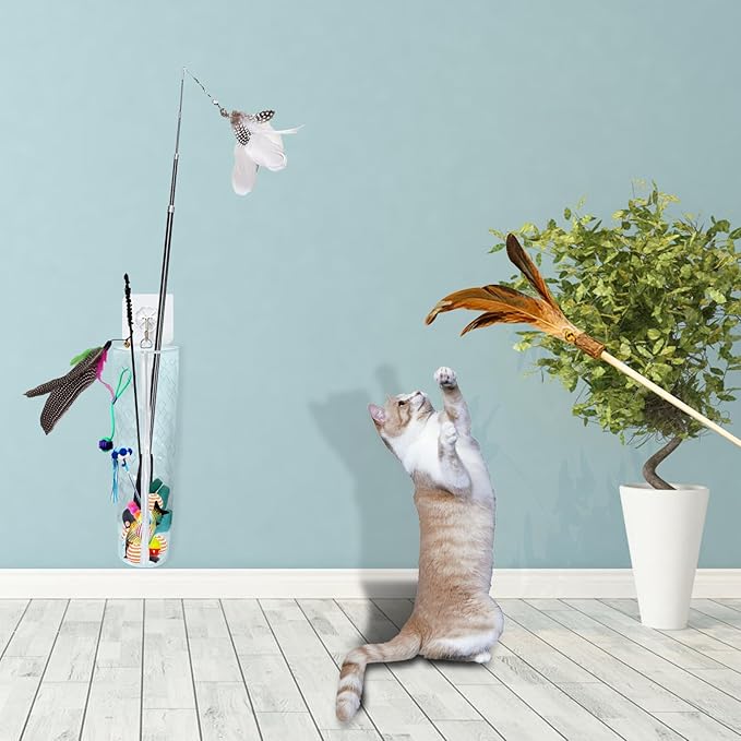 Cat Wand Toy Storage Hanging Bag，Cat Teaser Wand Holder for Organizing Teaser Wand Toys, Create Clutter-Free Cat Life Home