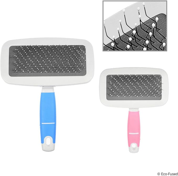 Slicker Brush and Nail Clippers for Dogs, Cats and Other Pets - Essential Animal Grooming/Claw Care Tools - Ideal Trimmers to Clip Thick Nails (Pet Hair brush - Small & Large Brush)