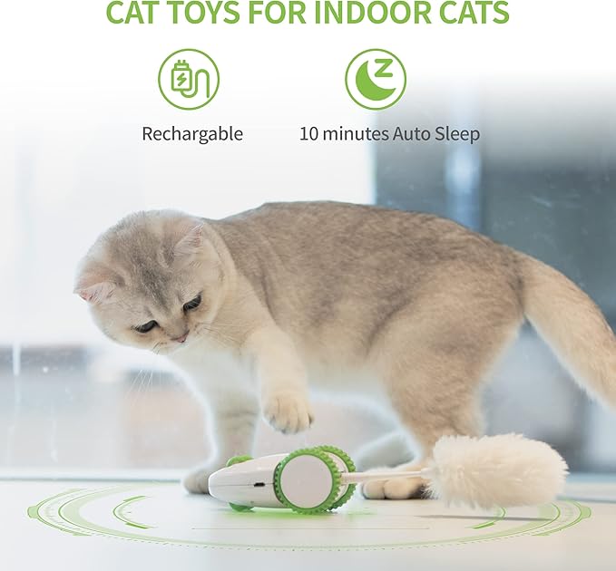 PETGEEK Automatic Cat Toys, Smart Interactive Cat Toy, Rechargeable Electronic Cat Mouse Toys with Cat Catnip Wand, Cat Toys for Indoor Cats, Best Gift for Birthday, Thanksgiving, Christmas, New Year