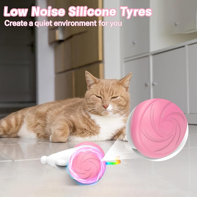 Interactive Cat Mouse Toy with LED Lights, Smart Cat Toy for Indoor Cats, USB Rechargeable Automatic Electric Cat Toy, Pink