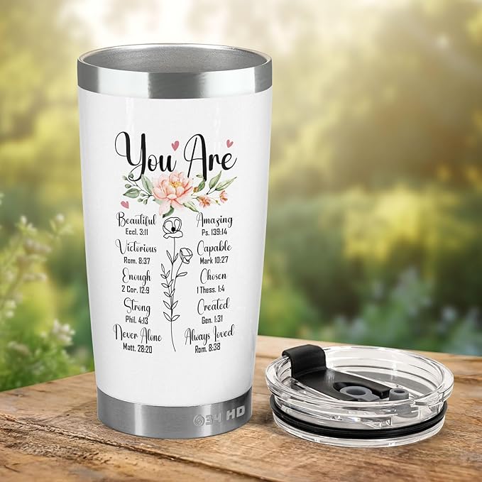 34HD Inspirational Religious Gifts for Women, Christian Tumbler with Lid 20 oz Stainless Steel, God Say You Are Cup, Birthday Mothers Day Gifts for Mom Grandma Sister Aunt Friend