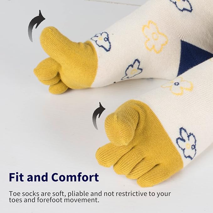 Benefeet Sox Funny Toe Socks Women Five Finger Socks Girls Cute Toe Seperated Cotton Socks Running Athletic Christmas Gifts