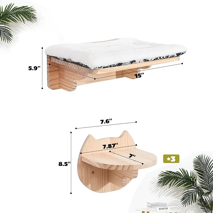 Cat Wall Mounted Shelves Steps - Cat Wall Perches Furniture Playing Stairs Climber Hanging Holder Soft Carpet Cats Resting Space Saving …