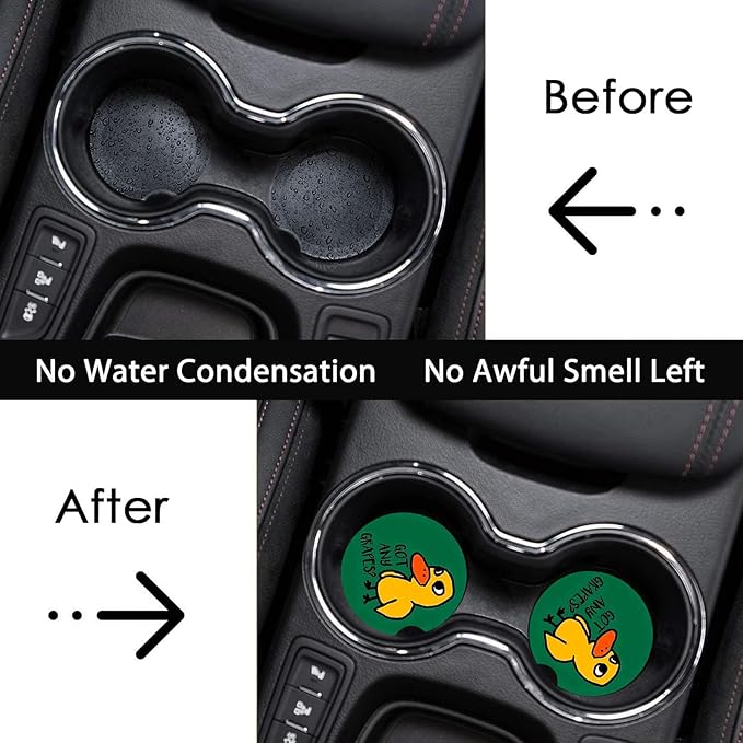 Car Coasters for Cup Holders,2 Pack Duck Got Any Grapes Car Coasters,2.75" Universal Size Anti Slip Rubber Mat,Automotive Cup Holder Decal Decor Accessories,Duck Gifts for Women,Men,Mom