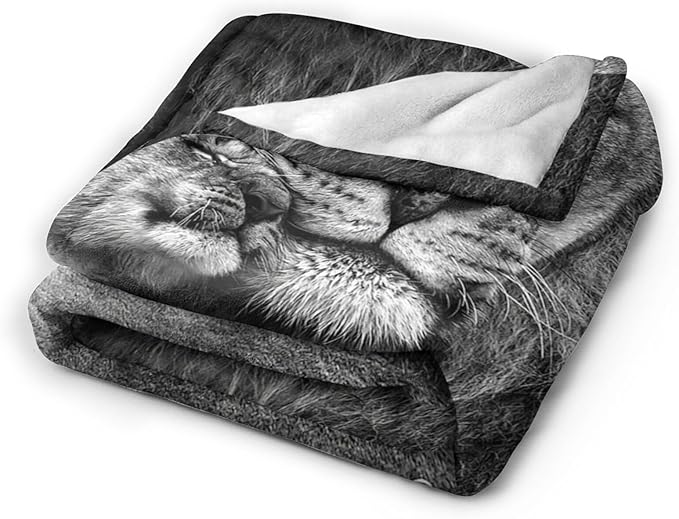 Lion Throw Blanket Lion and Lion Cub Plush Fleece Soft Cozy Lion Gifts Blanket for Kids Girls Boys Adults Decor 40''X50''