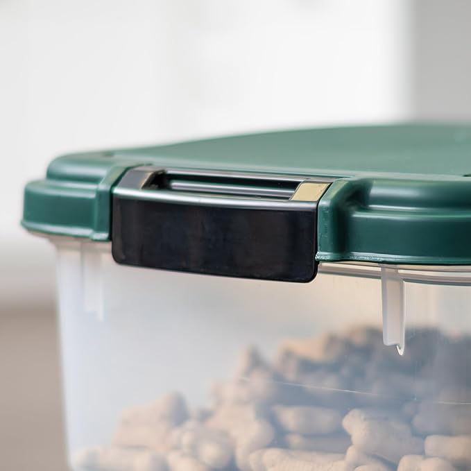 Remington 2 Piece Clear Plastic Food Storage Container | 30 lbs, 11 lbs | Airtight, Stackable, Wheels | Food Storage, Treat Box | 2-Cup Scoop