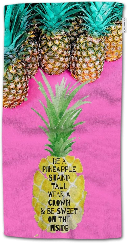 HGOD DESIGNS Pineapple Hand Towels, Colorful Pineapple Quotes Adult 100% Cotton Soft Bath Towels 15"X30