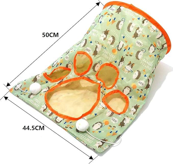 Cat Tunnel Toy,Cat Tunnel Bag for Indoor Cats,Foldable Interactive 5 Holes Crinkle Sounds Tunnel Cat Crinkle Bag for Small Medium Cat Play (Hedgehog 10x6.5x6.5cm)