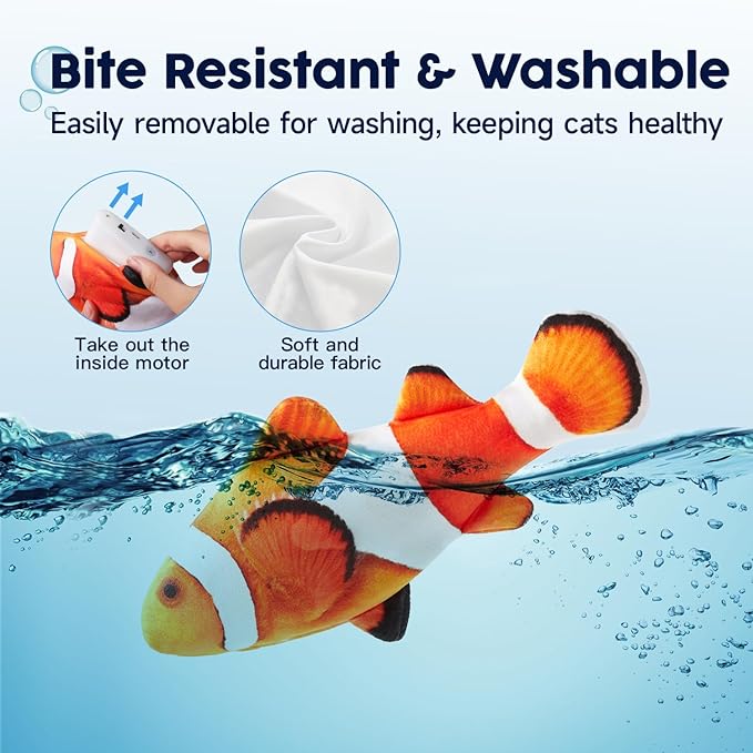 Potaroma Cat Toys Flopping Fish with SilverVine and Catnip, Moving Cat Kicker, Floppy Wiggle Fish for Small Dogs, Motion Kitten Interactive Exercise Toys, Mice Animal Toy 10.5"