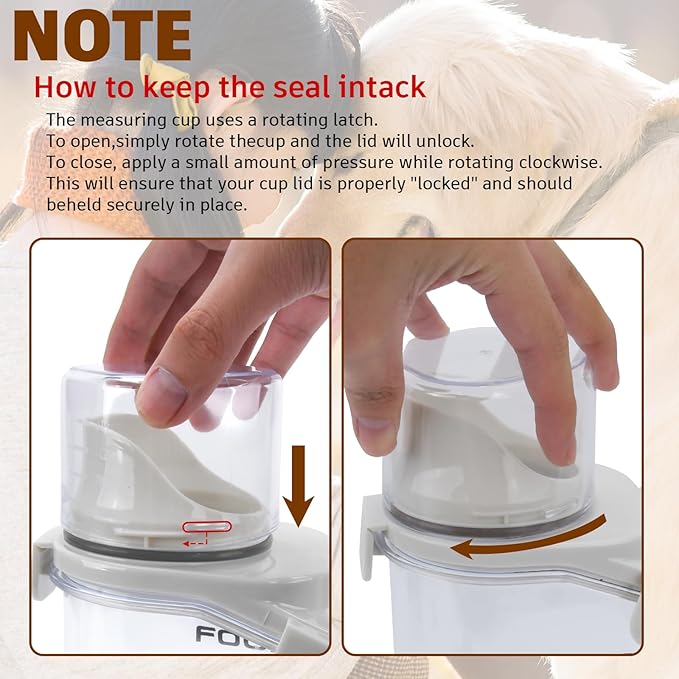 Dog Food Storage Container 3-4lbs, Pet Food Container with Airtight Pour Spout, Cat Food Storage Container with Measuring Cups, Portable Pet Food Container for Dogs, Cats, Birds（White）