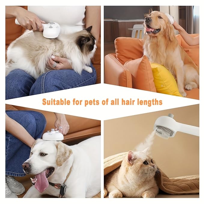 3 in 1 Cat Steam Brush,Pet Spray Hair Removal Comb for Shedding & Grooming, Water Brush for Cats Dogs Small Animals Long Short Haired with One-Click Release Button