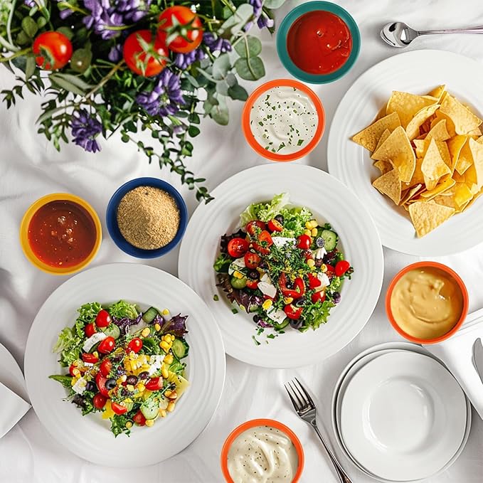 4 Inch Soy Sauce Dishes 8 Pieces, Lightweight and Unbreakable Wheat Straw Plates, Small Sauce Plate, Mini Serving Plates for Side Dishes, Condiment, Appetizer (Multicolor)