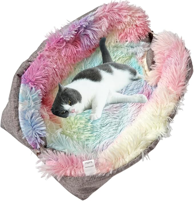 Cat Beds Small Dog Bed, Self Warming Cat Dog Mat Washable Warm Fluffy Pet Pad Calming Cushion Soft Kitty Bed for Indoor Outdoor Crate Pets Cat Small Dog Sleeping (Colored Pink)