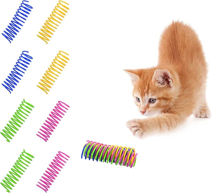 WishLotus Cat Toys for Indoor Cats Interactive 3.34in 4 Colors Cat Spring Toy, 12pc Big Springs Set Lightweight Durable High Elasticity Cat Spiral Springs for Cats to Swat, Hunt to Kill Time(12pc)