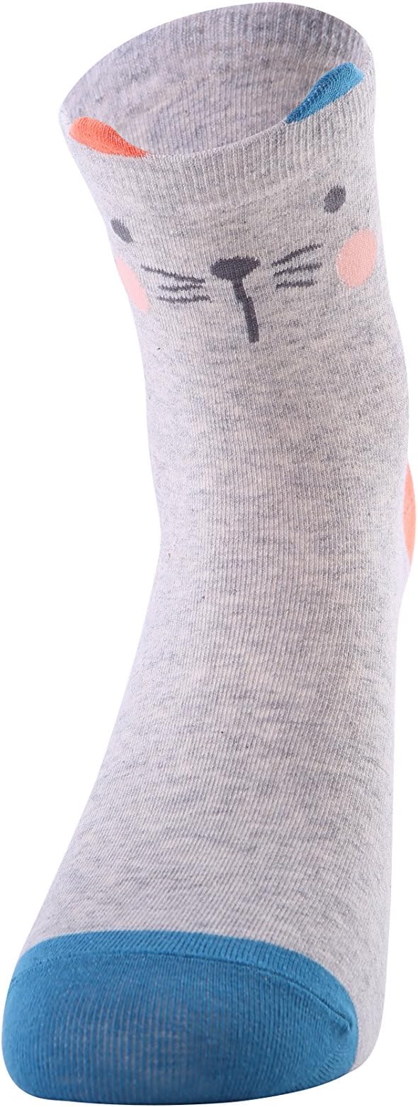 4 Pairs Soft Comfortable Novelty Cartoon Aminal Crew Pattern Cotton Socks