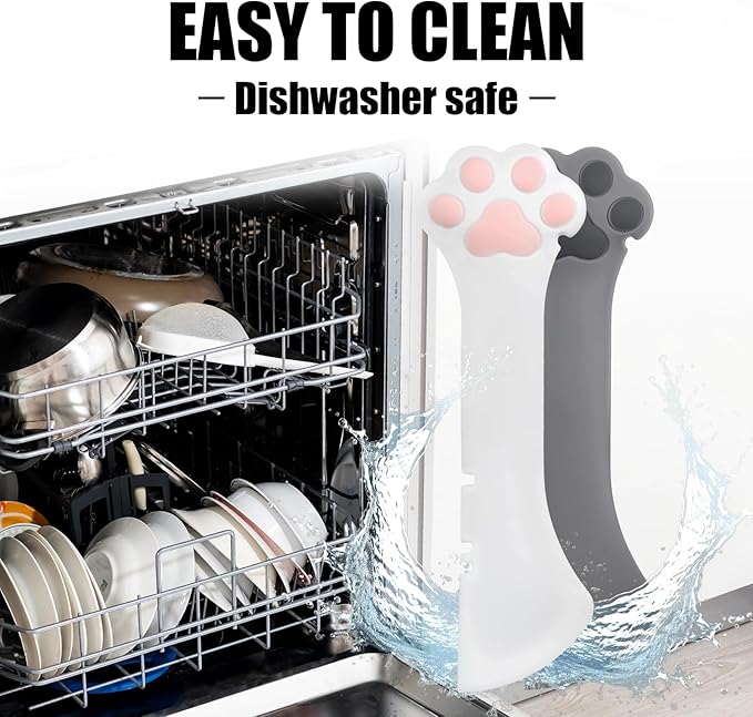 BOXOB 2pcs Pet Food Can Spoon, Silicone Dog Food Can Opener Cute Dog Cat Paw Scoop for Wet Food Pet Can Spatula Multifunctional Mixing Spoon for Cat Dog Wet Dry Canned Food Pet Supplies (White, Grey)